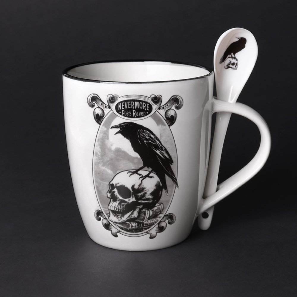 Alchemy - Poe's Raven Ensemble tasse et cuillère - Blanc